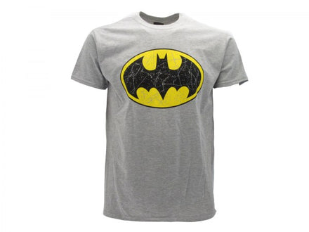 Camiseta vintage con logo de Batman, gris, talla M