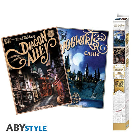Abystyle Harry Potter - 2-Poster Set: Retro Hogwarts & Diagon (52x38)
