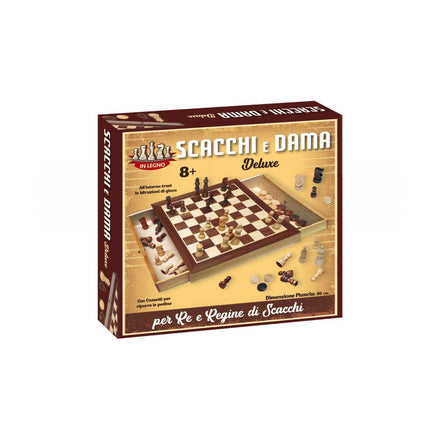 Juego de damas y ajedrez de lujo en madera 30x30