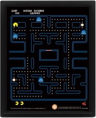 PYRAMID PAC-MAN (MAZE) - PÓSTER 3D LENTICULAR ENMARCADO
