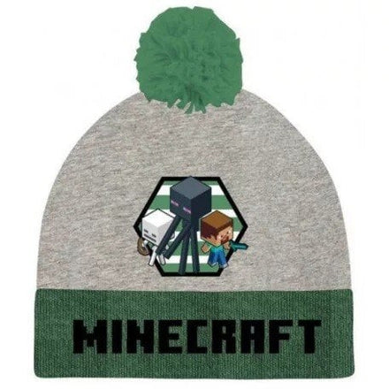 MINECRAFT GREY/GREEN BEANIE 6-8 years