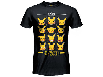 T - Shirt Pokemon - Faccine Pikachu Nera 12/13