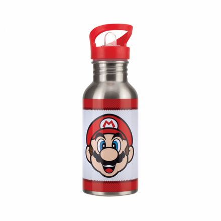 PALADONE NINTENDO SUPER MARIO METAL WATER BOTTLE WITH STRAW