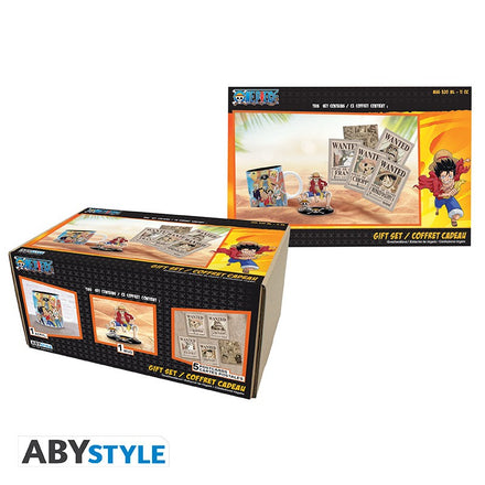 ABYSTYLE ONE PIECE - Taza 320ml + Acryl + Postcards "Luffy"