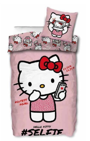 AyMax - HELLO KITTY - Funda nórdica (140x200cm) + Funda de almohada (65x65cm)