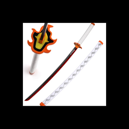 FL21513.55 Katana de fantasía blanca y naranja - Bambú 103cm