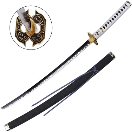 FL24923.55 Katana de fantasía negra y blanca - Acero 105cm