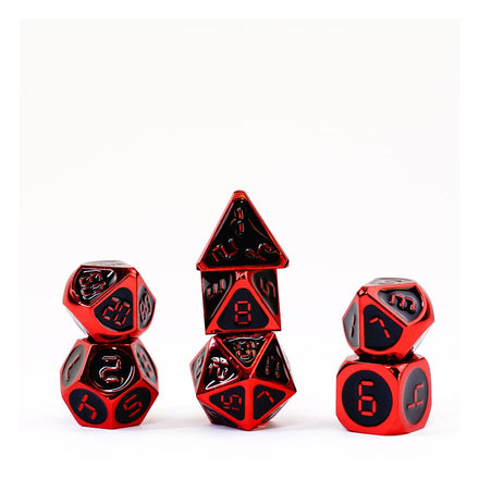 Fanroll  Dice Set Red Con Black Enamel (7) Fanroll