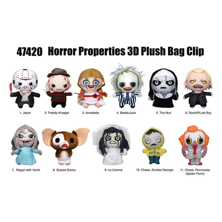 Horror Plush Bag Clips with Internal Figures.