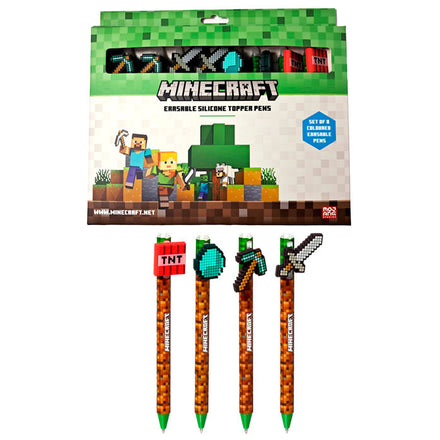 Set de 8 bolígrafos borrables de colores de Minecraft Puckator