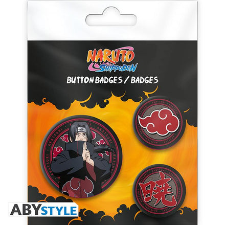 PACK DE CHAPAS NARUTO SHIPPUDEN ITACHI & AKATSUKI Badge Pack Abystyle Studio