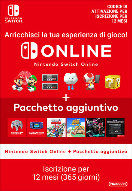 Abbonamento 12 Mesi Switch Online + Expansion Pack