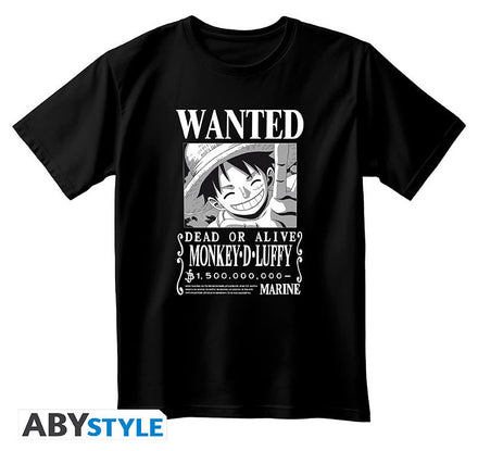 T - Shirt One Piece Monkey D.luffy Wanted Xl Black