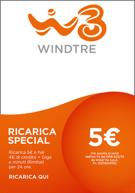 PIN Recarga Especial Wind Tre 5 euros