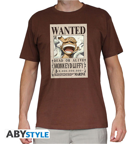 One Piece Monkey D. Luffy Wanted T-Shirt - Chocolate