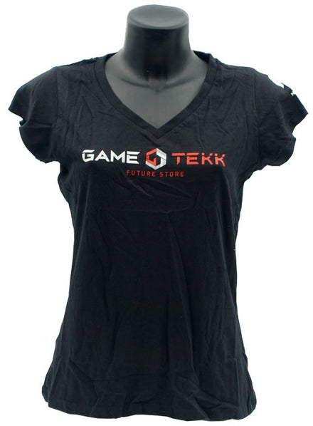 T - Shirt Collo V Nera Gametekk Donna L