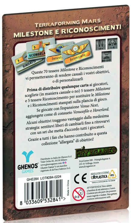 TERRAFORMING MARS - MILESTONE E RICONOSCIMENTI