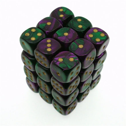 26834 Gemini 12mm d6 Green-Purple/gold