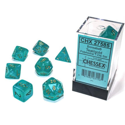 27585 Borealis Polyhedral Luminary Teal/gold 7-Die Set