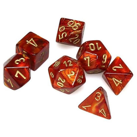 20414 Set de 7 dados Scarab® Mini-Polyhedral Escarlata™/oro