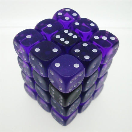 23807 Bloque de 36 dados d6 de 12 mm morados/blancos