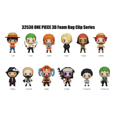 Display de 24 clips de bolsa de PVC 3D de One Piece Serie Netflix