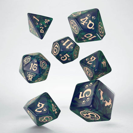 Set di 7 dadi a tema GATTI con Mitten