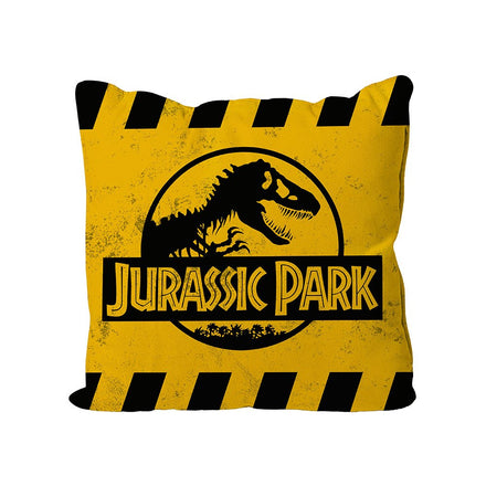 Jurassic Park Cushion Caution Yellow Logo 40 X 40 Cm