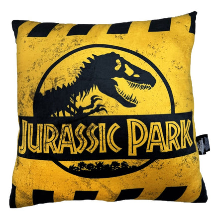 Cojín con el logo de precaución de Jurassic Park de 45 cm